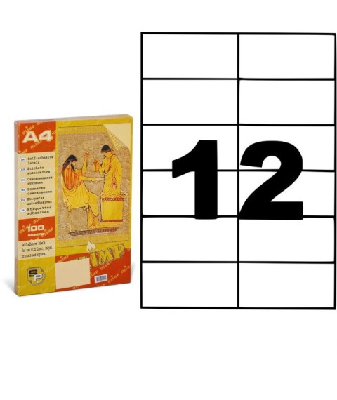 Etichete autoadezive A4, 100 foi, 12 buc, 105*49,5 mm